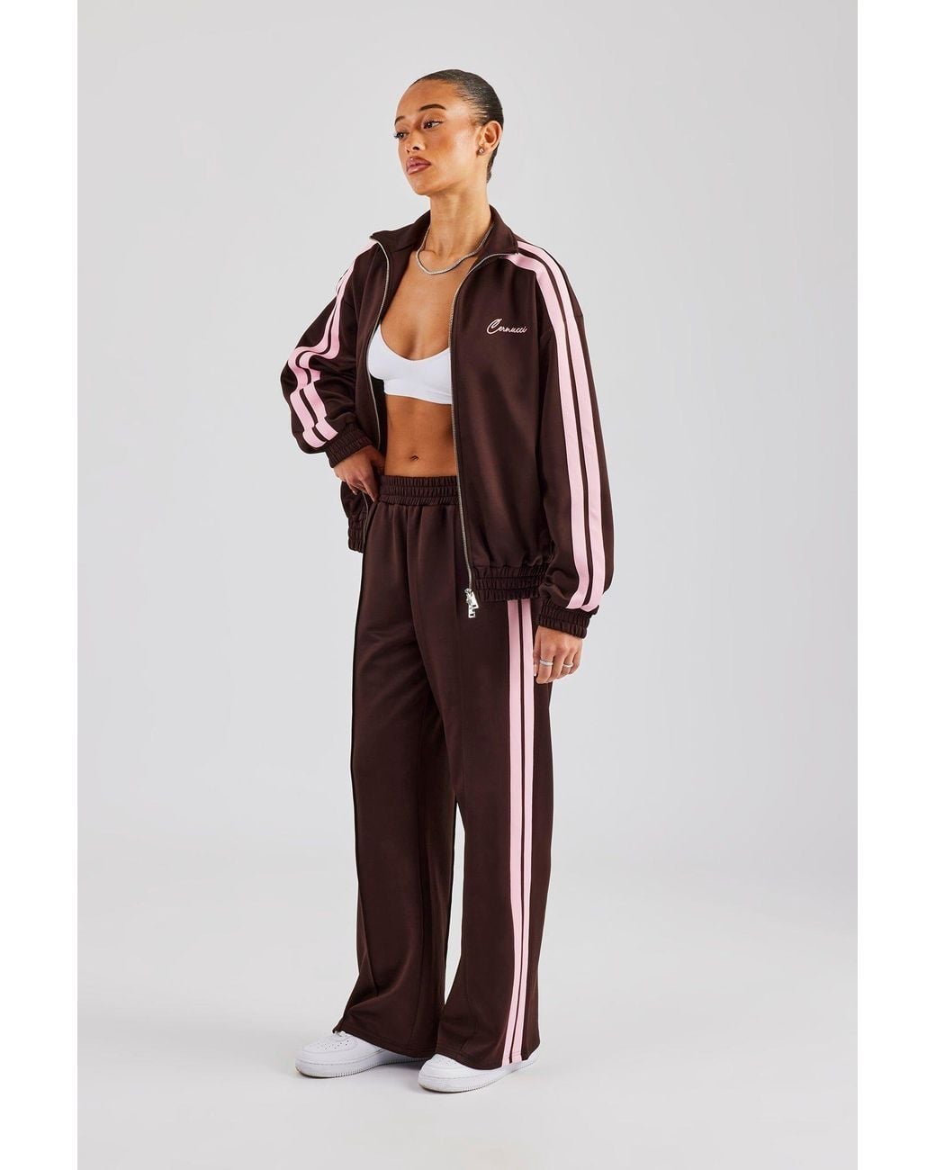 CERNUCCI Red Funnel Neck Taping Zip Through Track Jacket