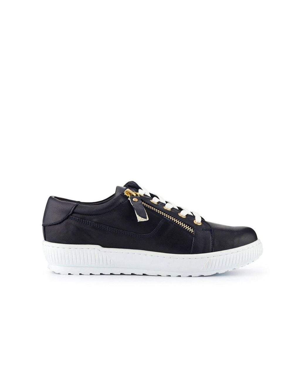 Jones Bootmaker Blue Padova Wide-Fit Leather Trainers