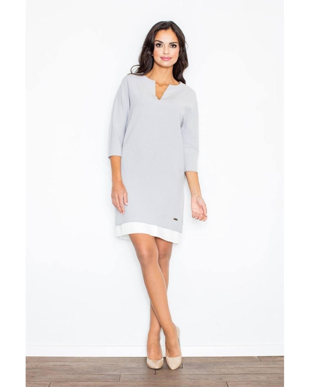 Love Lace White Minimalist Day Dress With Contrast Hem Pockets