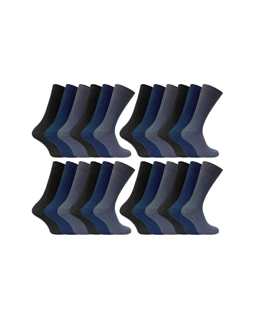 Sock Snob Blue 24 Pairs Multipack Ultimate Comfort 100% Cotton Socks for men