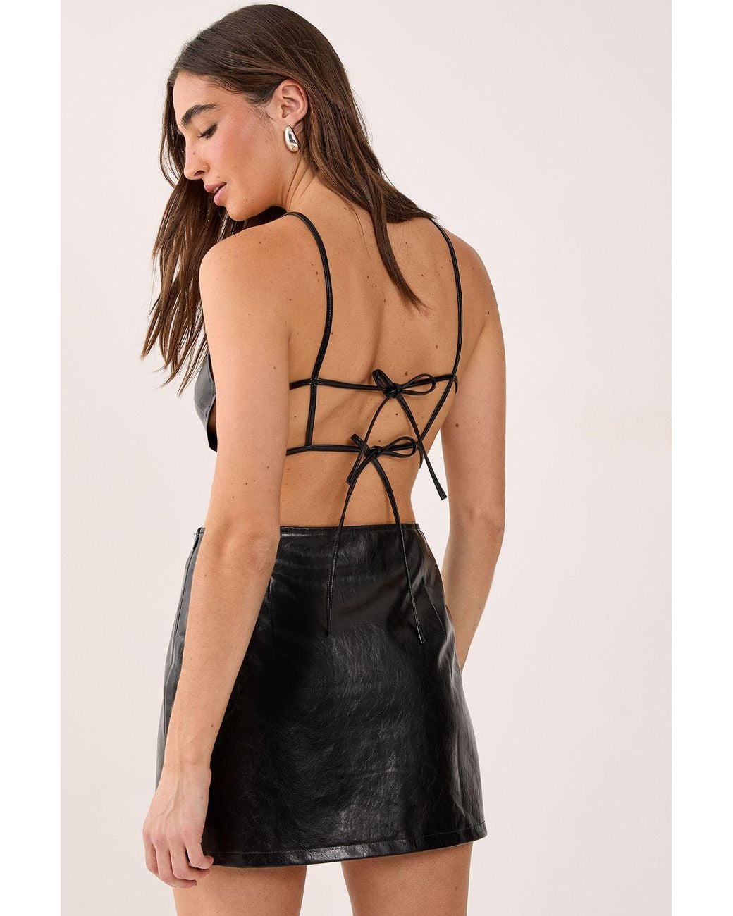 Nasty Gal Black Vinyl Faux Leather Mini Skirt