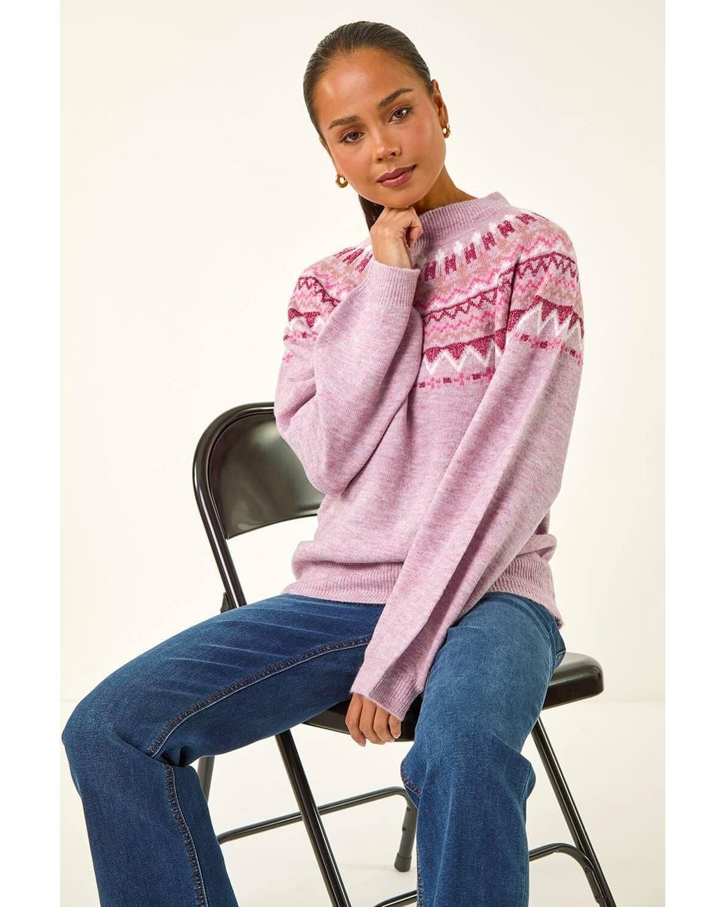 Roman Pink Petite Fairisle Knit Jumper