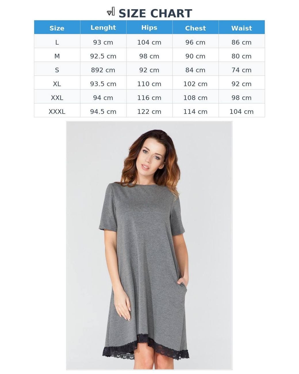 Love Lace Gray Lace Trim Short Sleeve Trapeze Dress