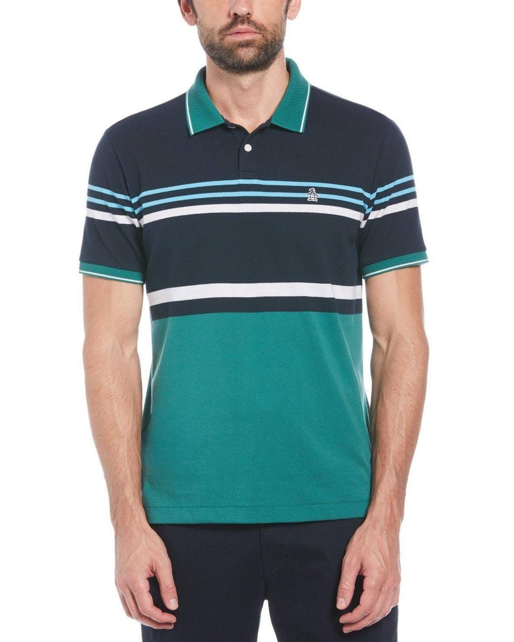Original Penguin Blue Honeycomb Polo Shirt for men