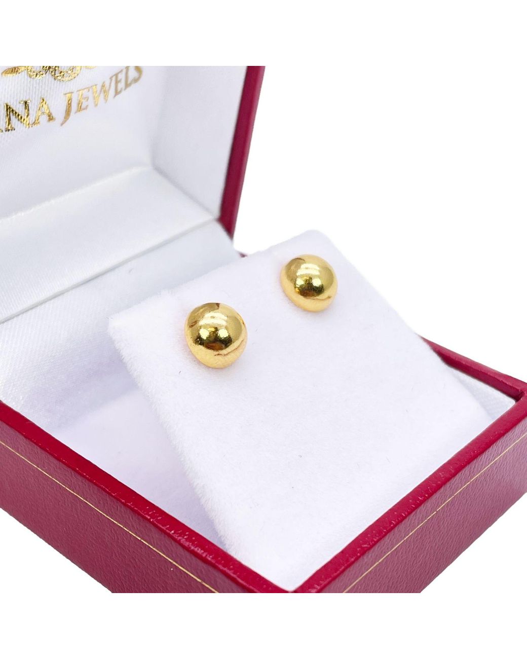 Raina Jewels Metallic 22Ct High Polished Plain Half Ball Stud Earrings 7Mm