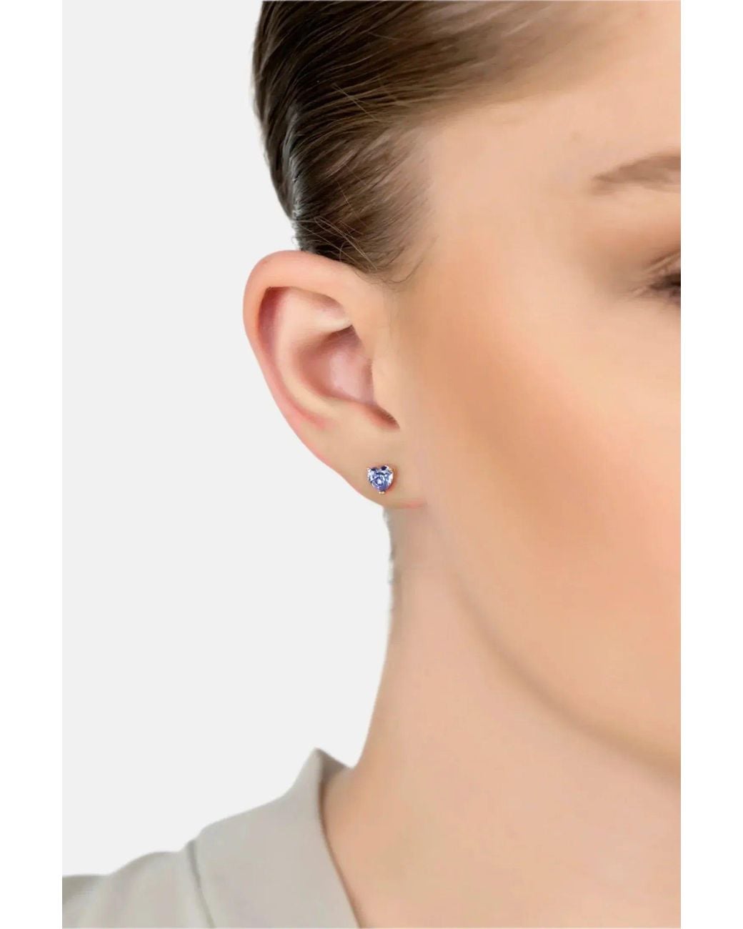 Latelita London Blue Asscher Cut Heart Stud Earrings Tanzanite
