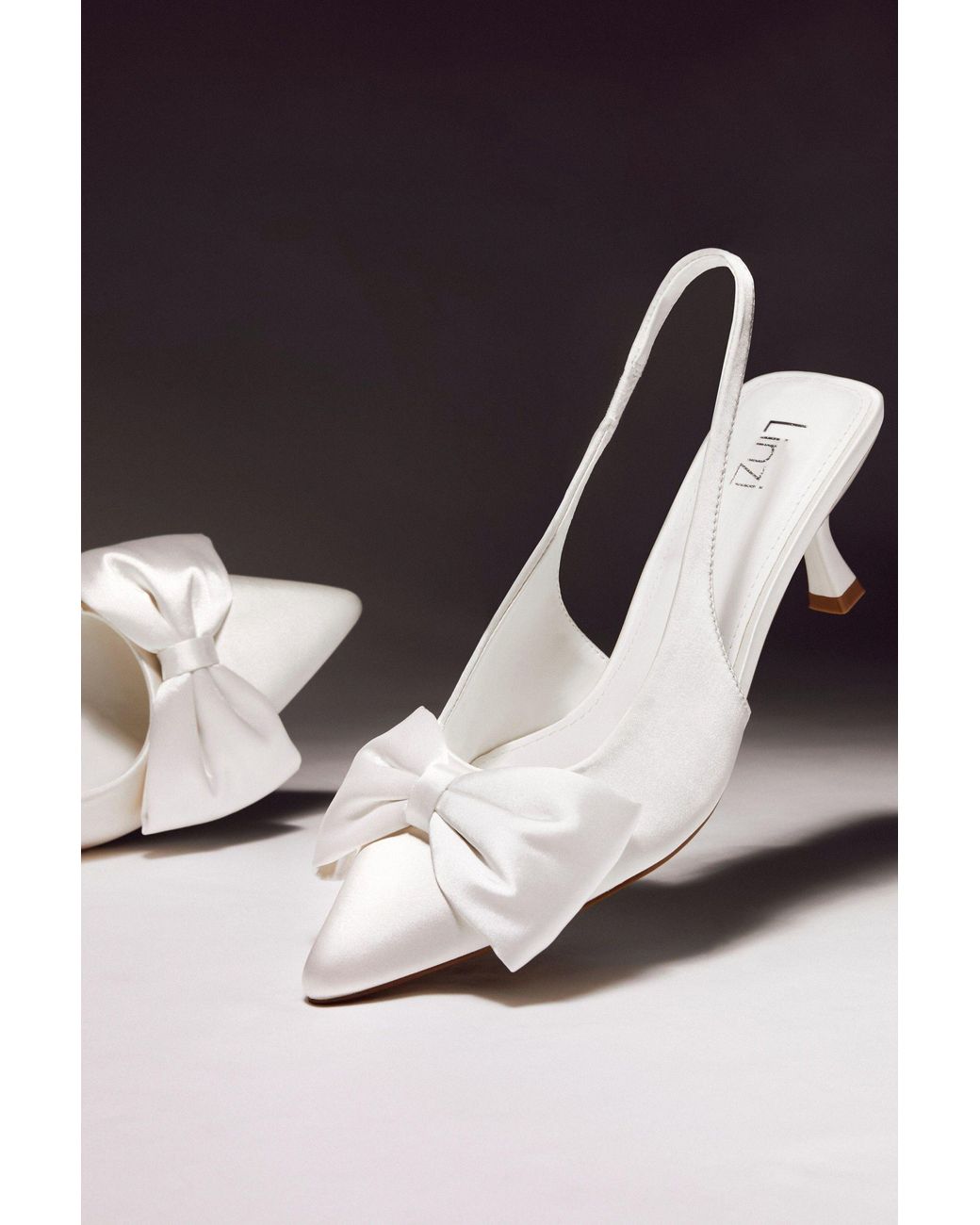 Linzi White Merlot Bridal Satin Bow Court Heels