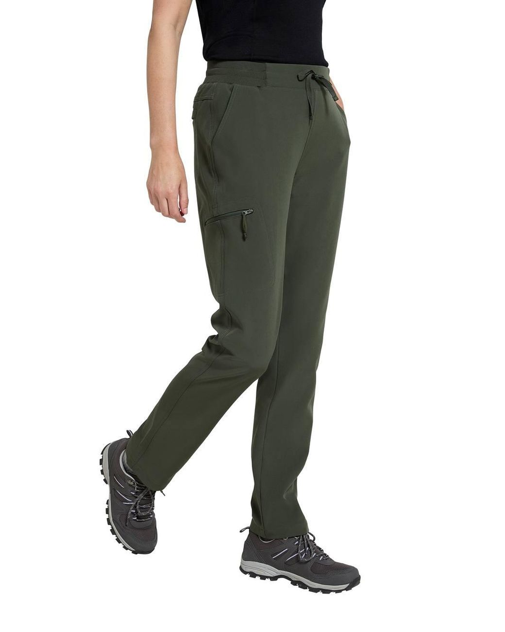 Mountain Warehouse Green 'Adventure' Water Resistant Stretchy Comfy Ribbed Waist Trousers