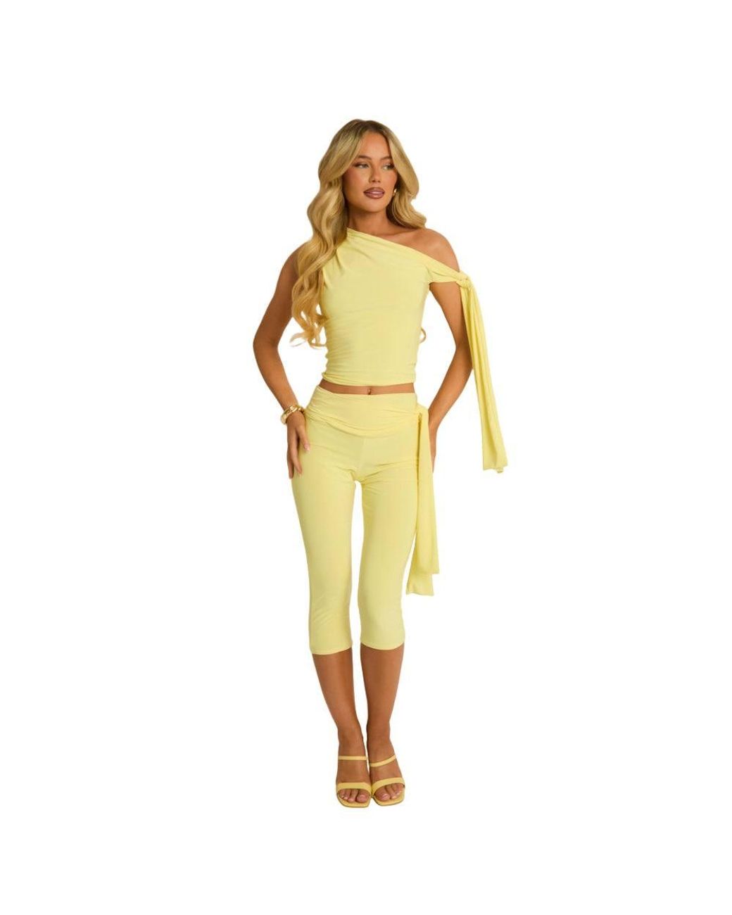 Rebellious Fashion Pink Tie Shoulder Top & Capri Pants Co-Ord Set