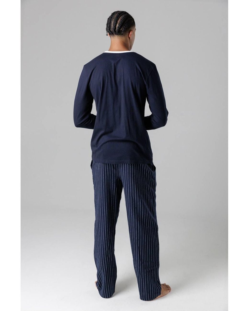 Tokyo Laundry Blue Cotton Crew Neck Pyjama Set for men