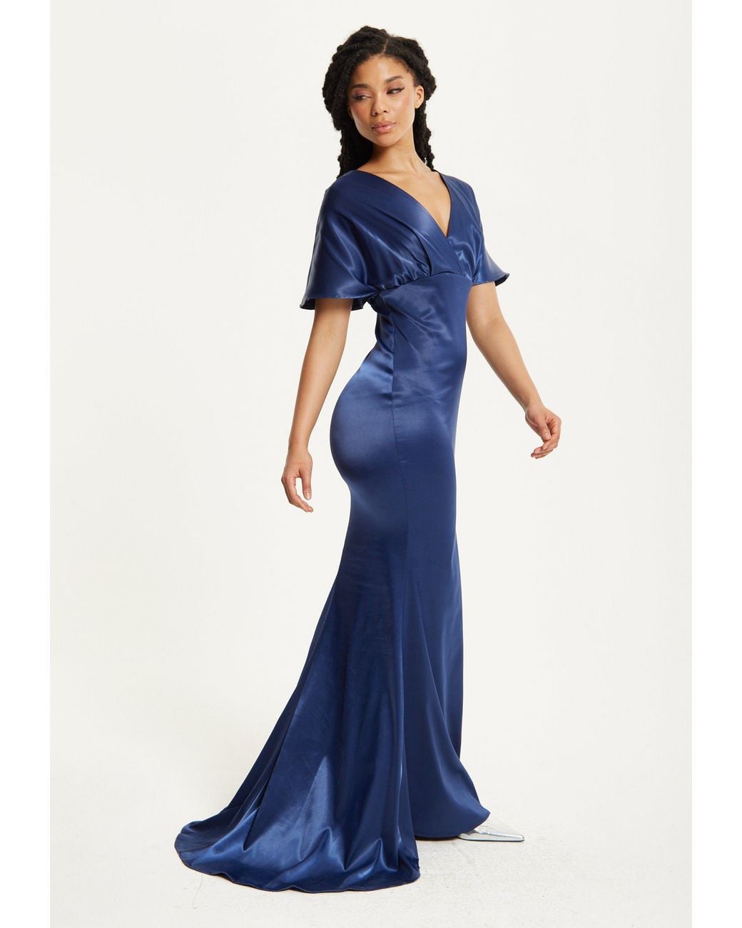 Liquorish Blue Short Sleeve Maxi Dress