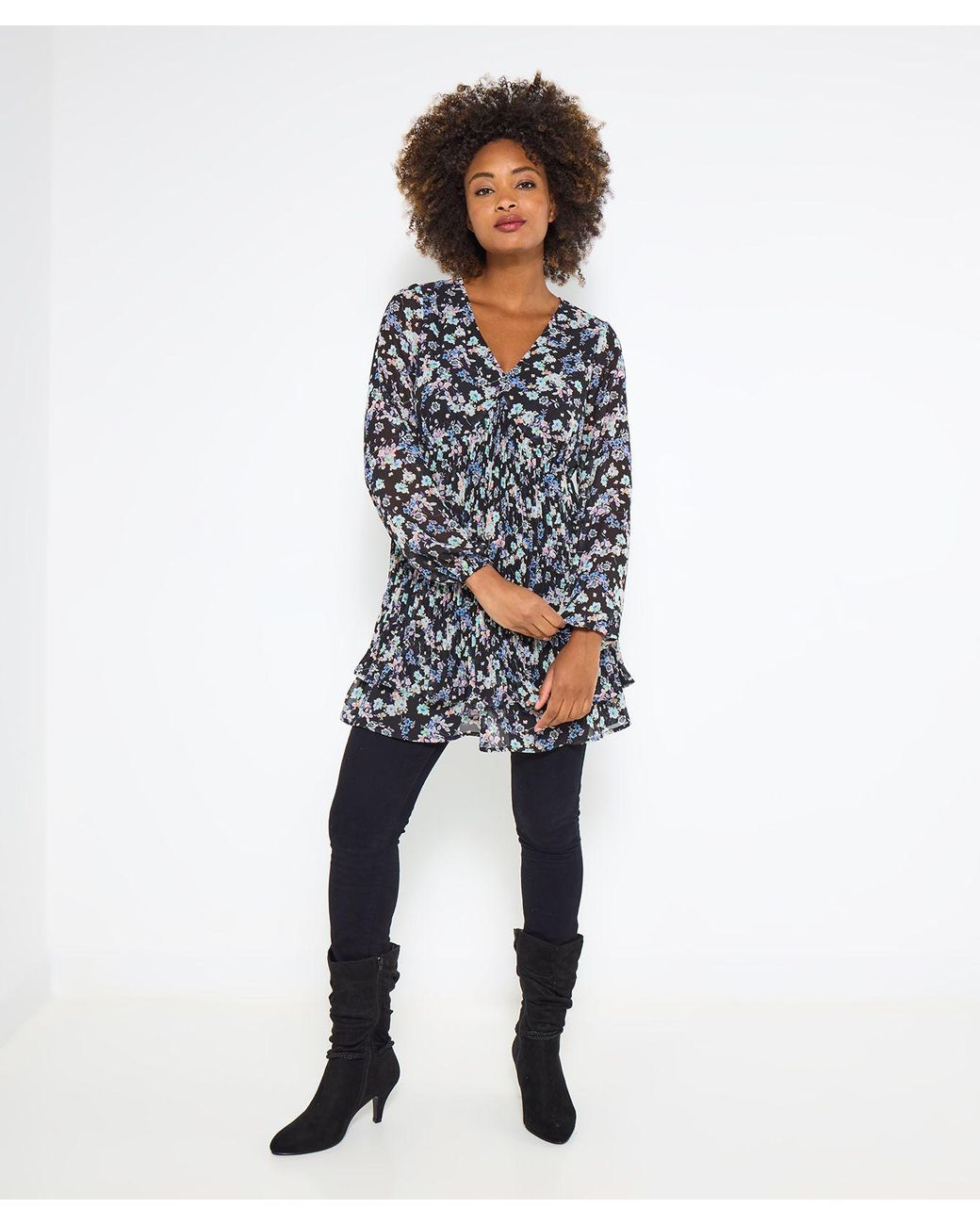 Joe Browns Blue Tiered Floral Mini Dress