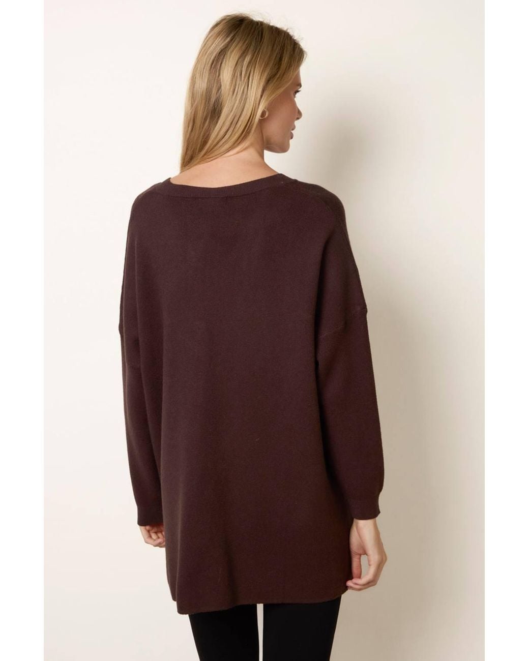 Blue Vanilla Brown Long Sleeve V-Neck Jumper