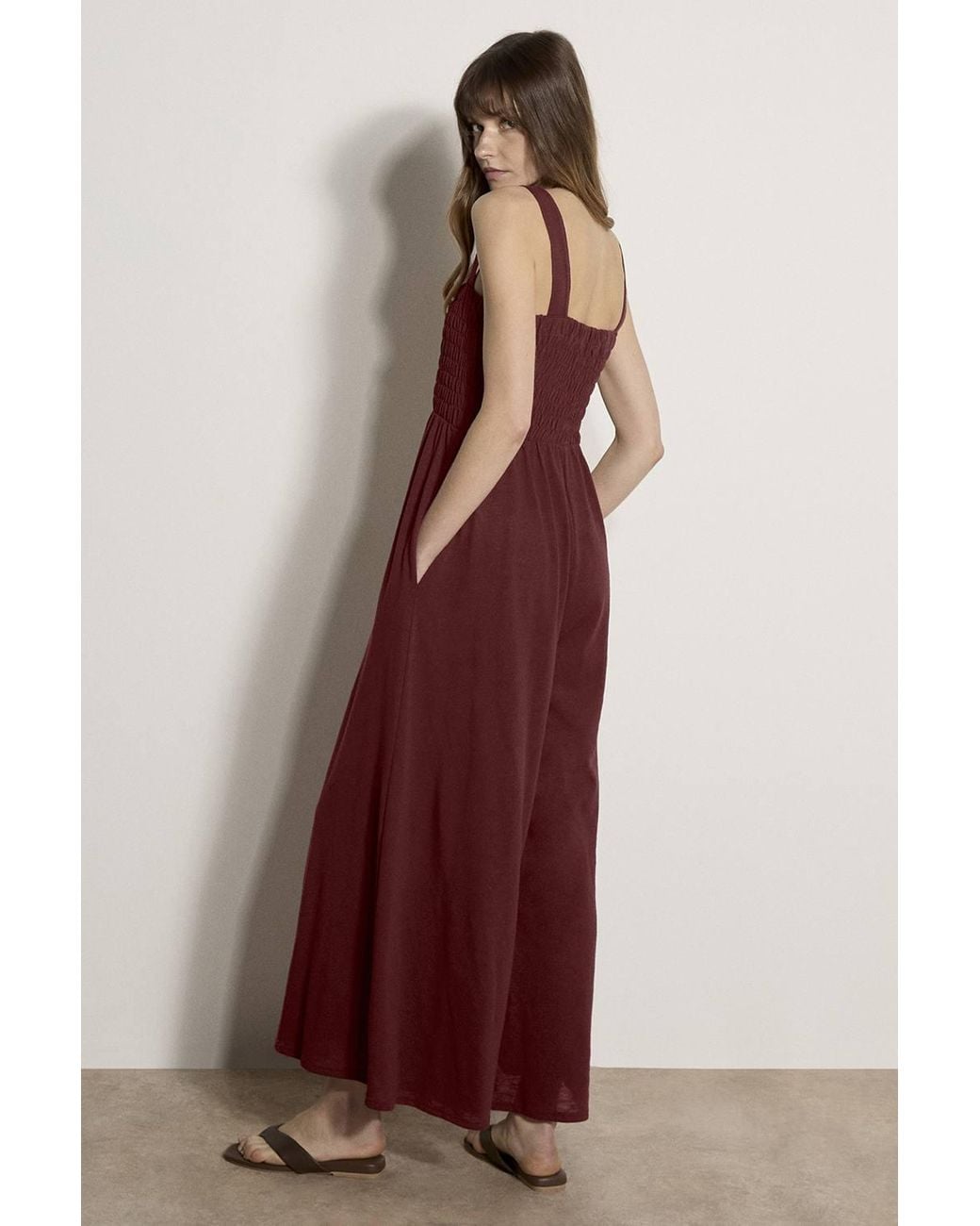 Apricot Purple Wide-Leg Cotton Blend Jersey Jumpsuit