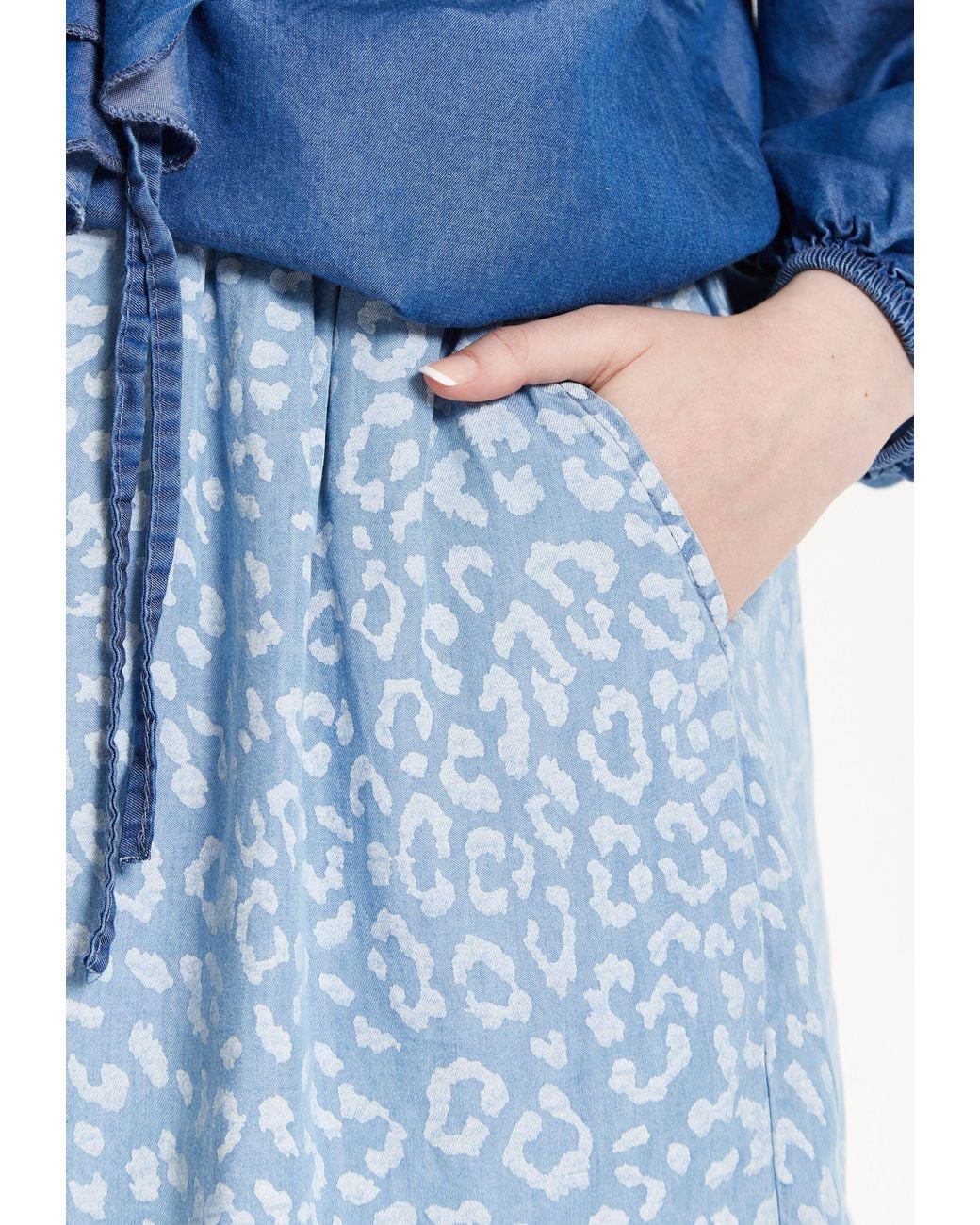 Liquorish Blue Skyline Animal Jacquard Shorts