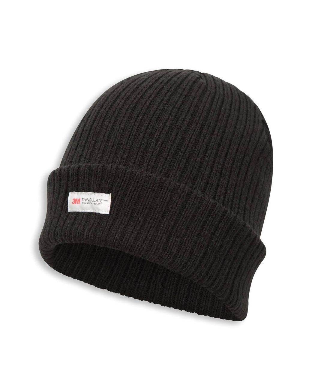 Mountain Warehouse Black Thinsulate Fleece Lined Ribbed Anti-Pill Warm Winter Knitted Beanie for men