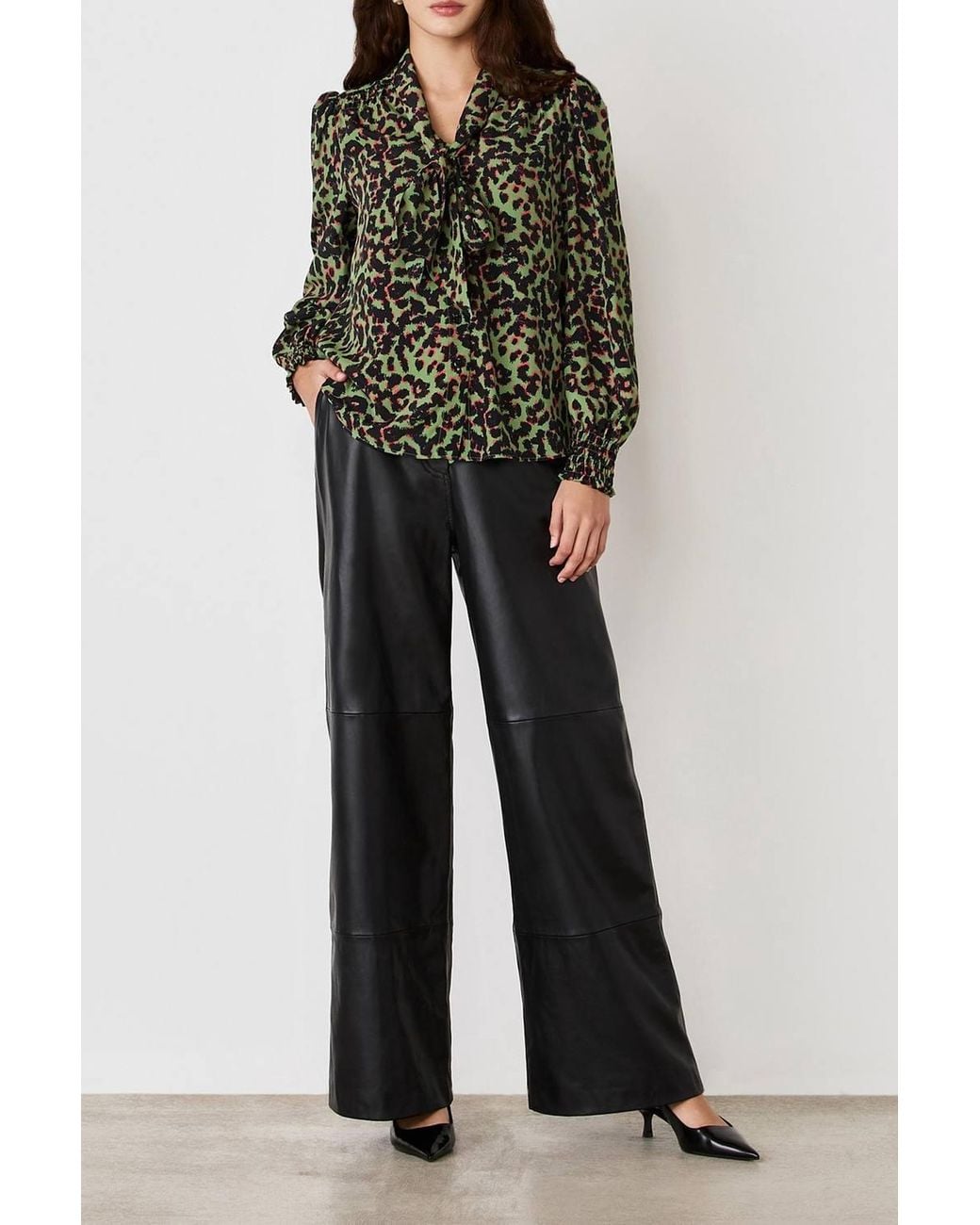Finery London Multicolor Lindsay Animal Pussy Bow Blouse