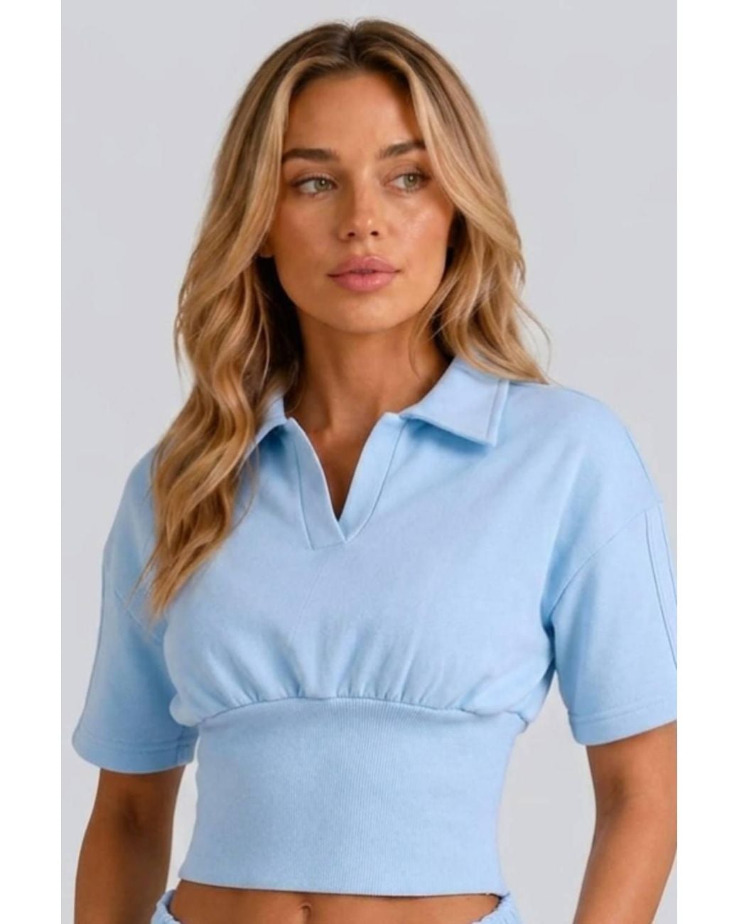 Stylewise Blue Polo Top & Shorts Co-Ord