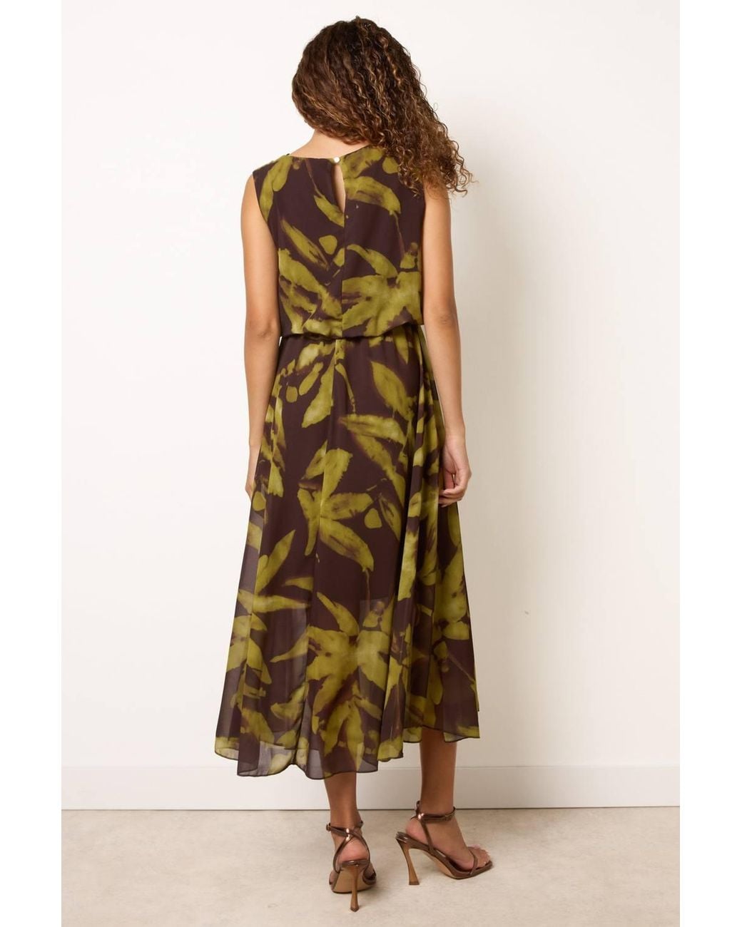 Blue Vanilla Natural Sleeveless Cowl Neck Midi Dress