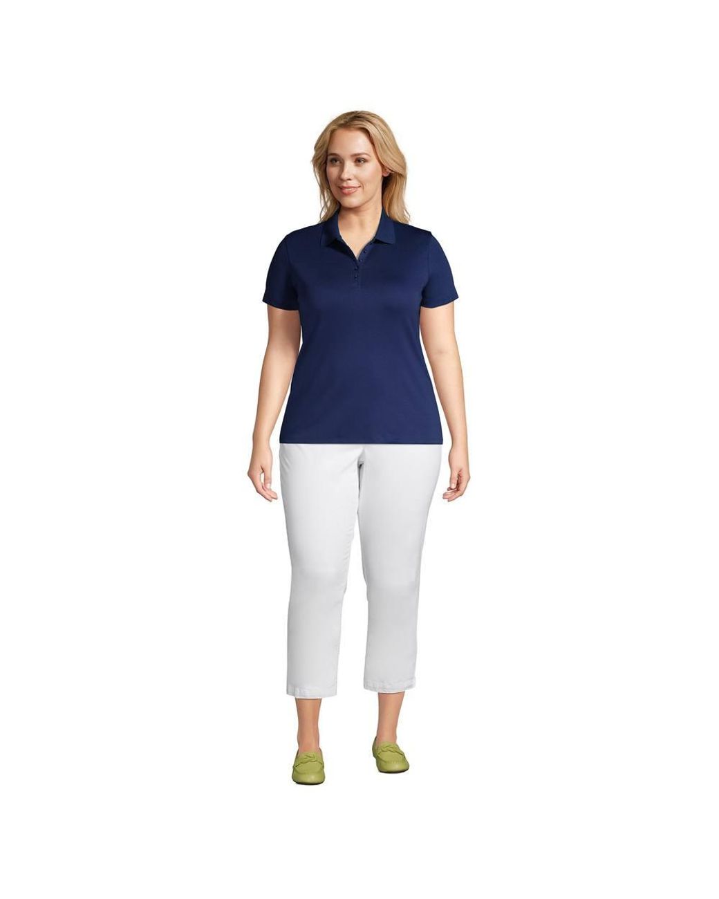 Lands' End Blue Plus Short Sleeve Supima Polo Shirt