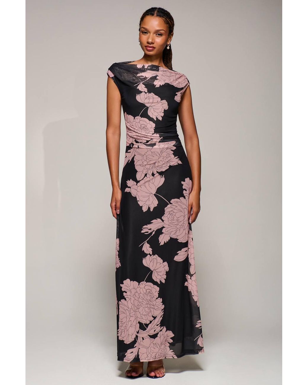 Jolie Moi Multicolor Multiway Neckline Mesh Maxi Dress