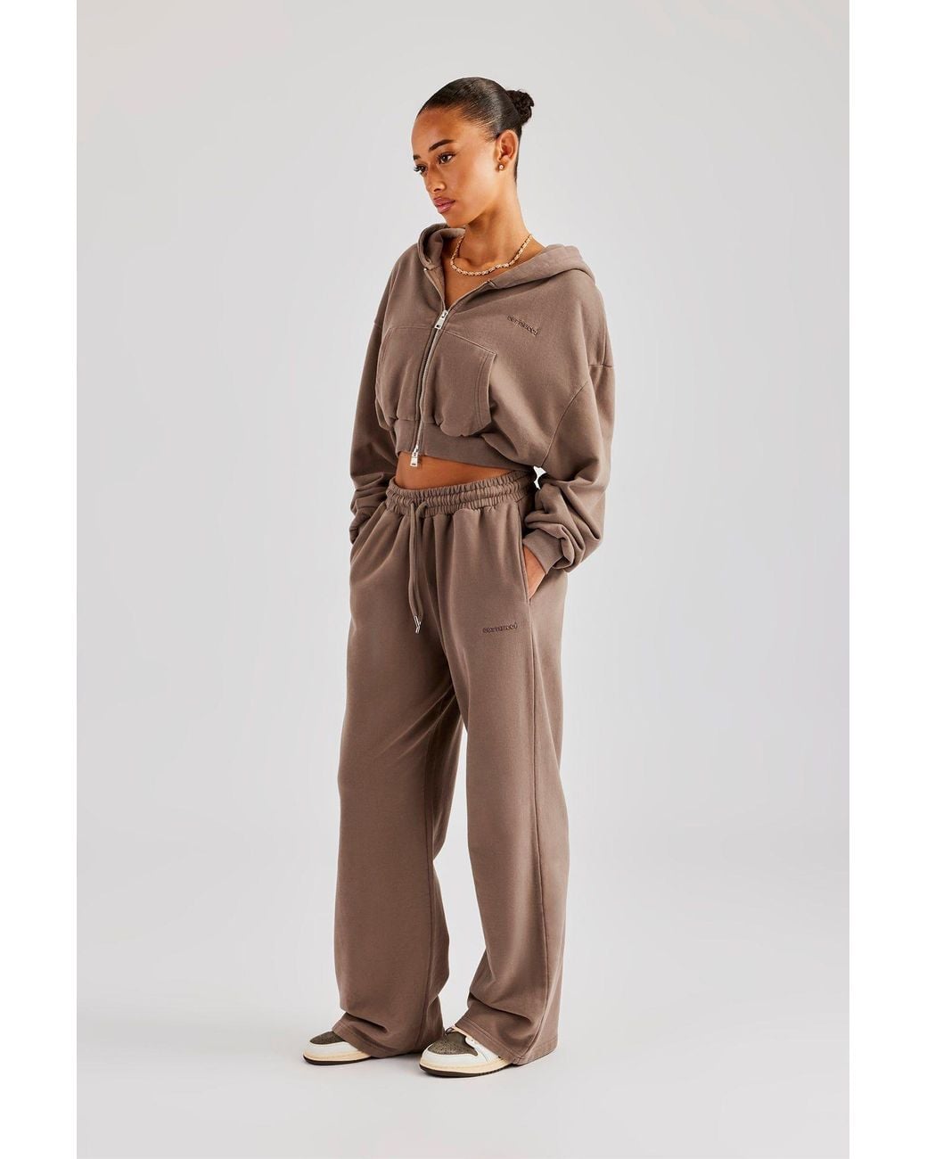 CERNUCCI Brown C Cropped Zip Through Hoodie