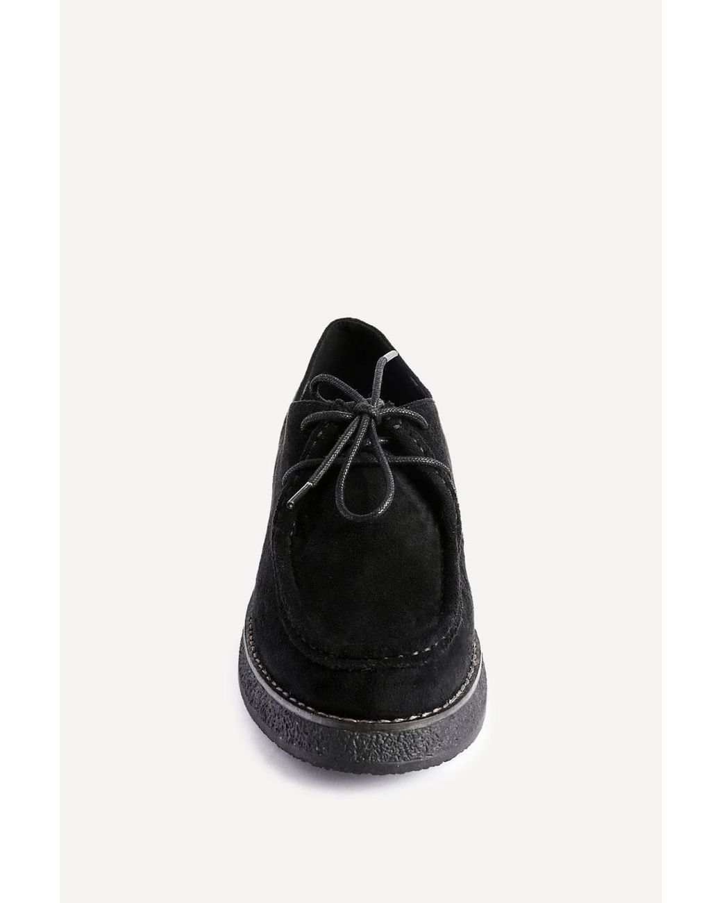 Linzi Black Perth Faux Suede Laced Chunky Loafer