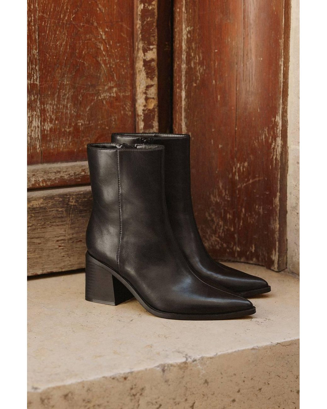 Linzi Black Signal Faux Leather Ankle Boots