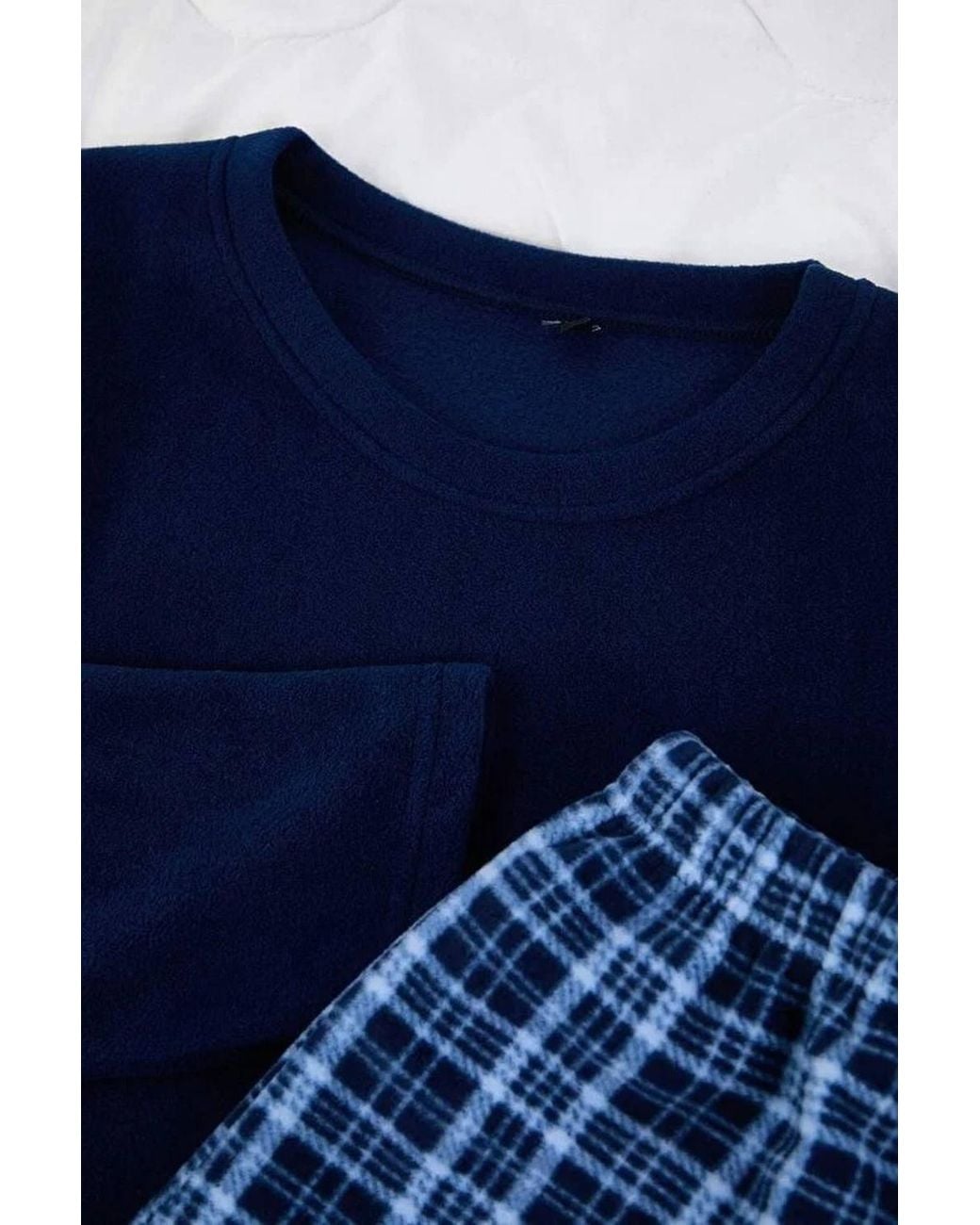 WOVCOR Blue 2 Piece Regular Fit Argyle Polar Fleece Pyjama Set for men