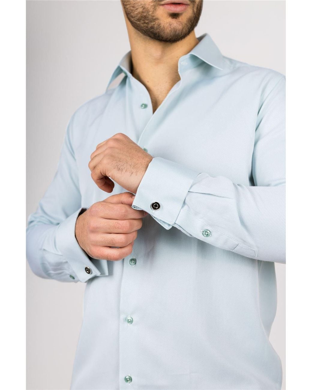 TruClothing Blue Long Sleeve Regular Fit Double Cuff Twill Oxford Shirt for men