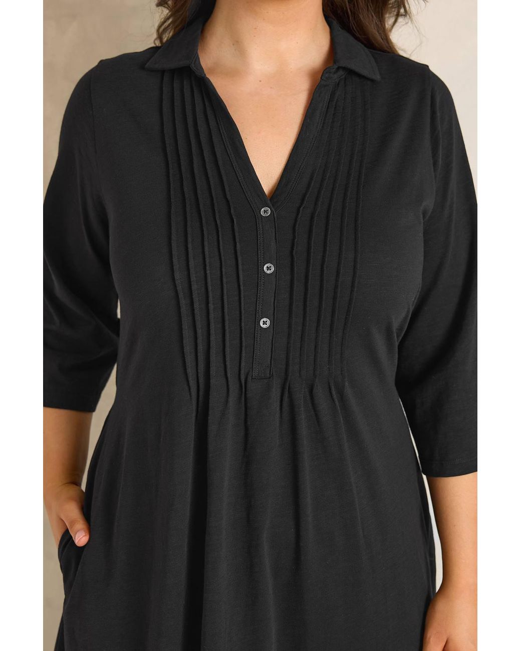 Evans Black Henley Cotton Dress
