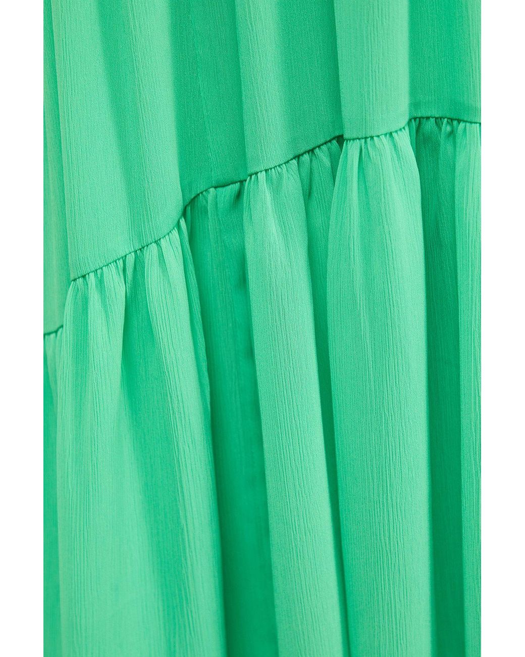 Warehouse Green Tony Chiffon High Neck Tier Smock Midi Dress