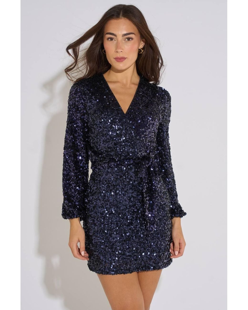 Gini London Blue Sequin Bodycon Mini Dress