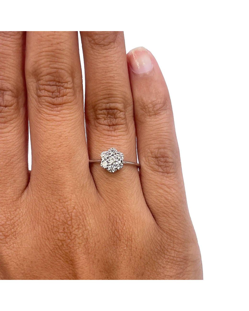 Raina Jewels White 18Ct Elegant Floral Diamond Ring 0.39Ct