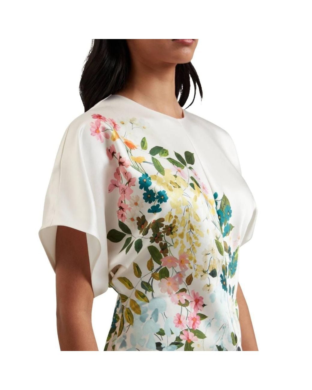 Ted Baker White Myzan Short Sleeve Round Neck Regular Fit Midi Dress
