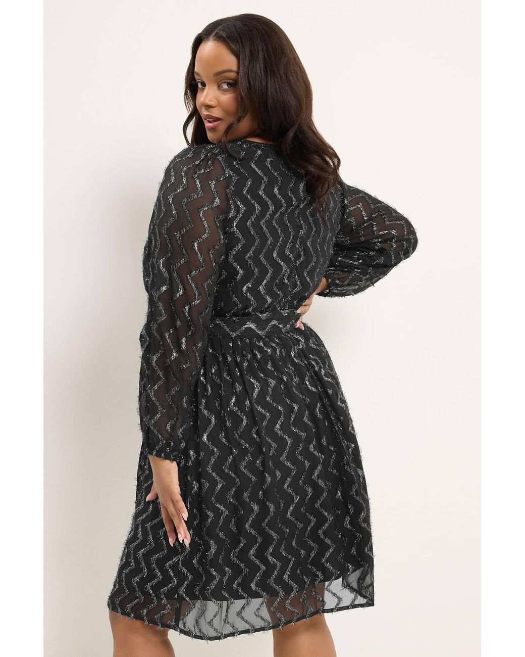 Yours Black Sparkle Keyhole Dress