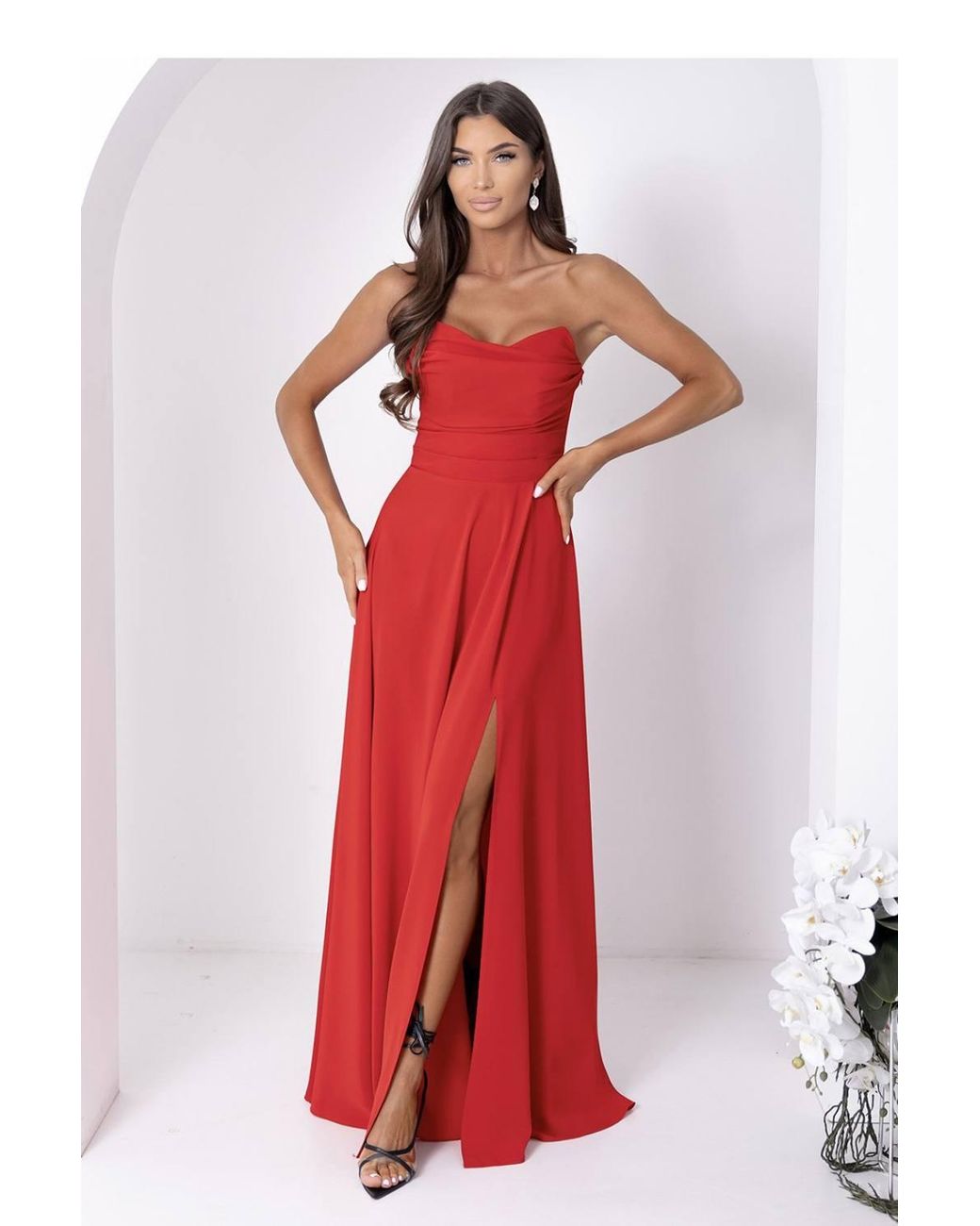 Love Lace Red Evening Cotton Strappy Fit & Flare Dress