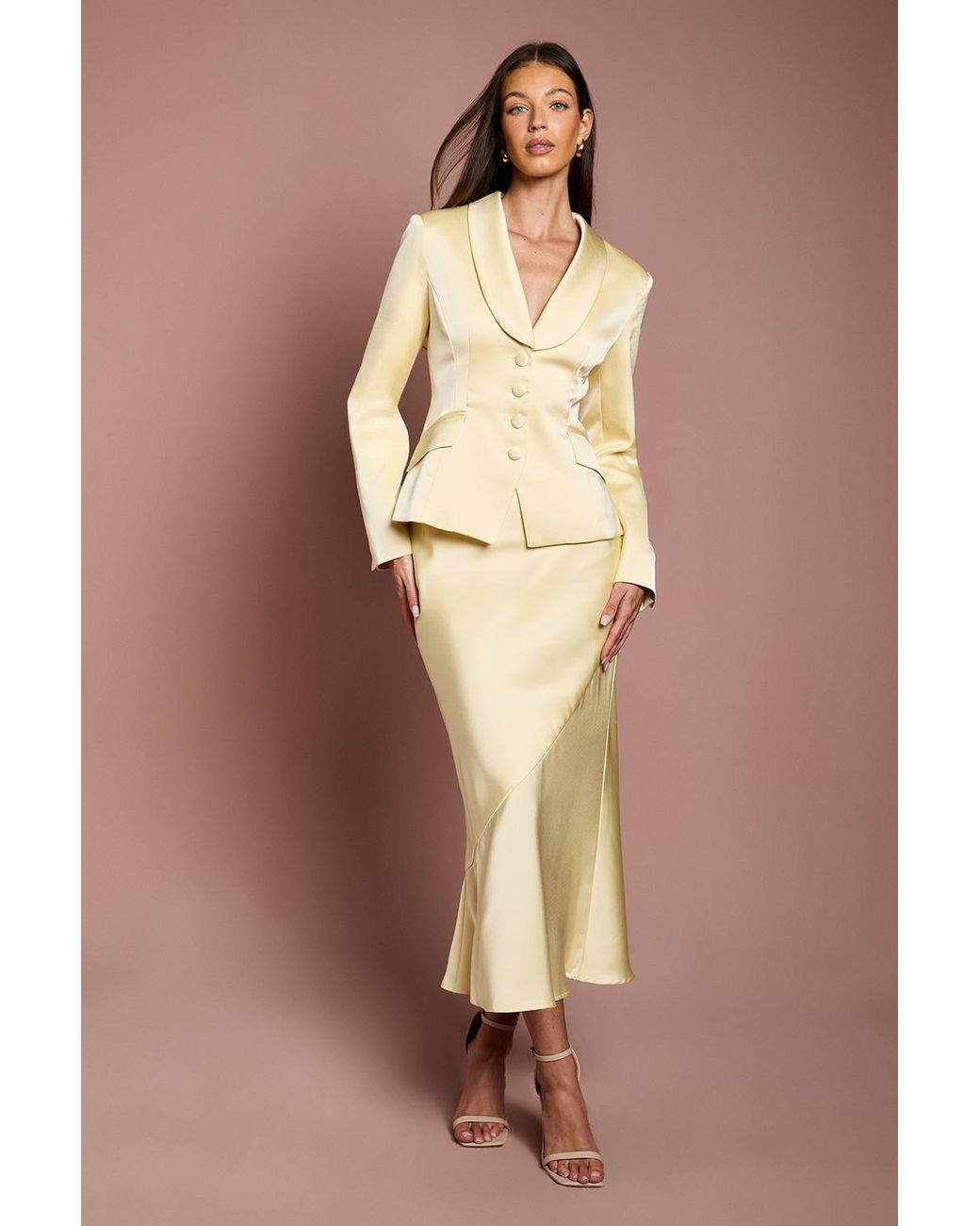 Coast Natural Waisted Jacket With Satin Lapel