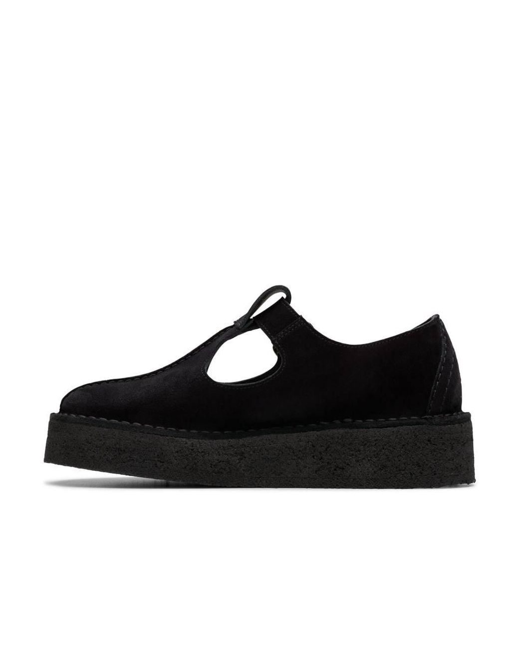 Clarks Black Trek Wedge Tbar Suede T Bar Shoes