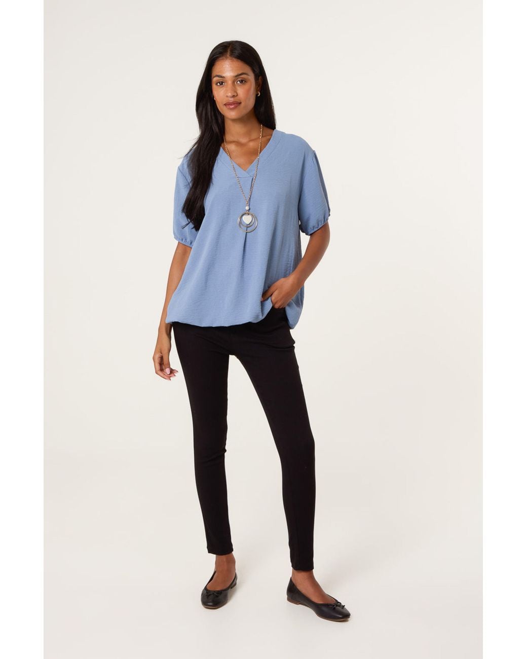 Blue Vanilla Blue Short Sleeve V-Neck Top