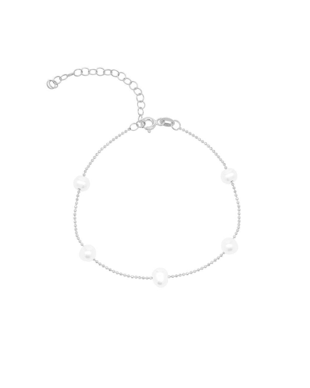 Spero London White Satellite Natural Baroque Pearl Sterling Bracelet
