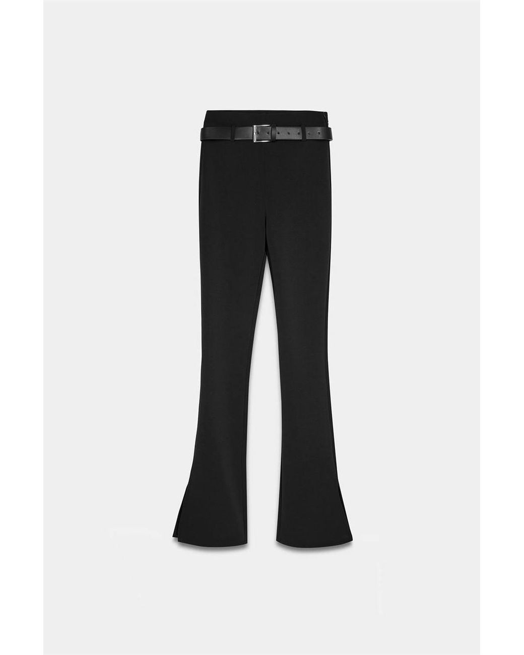 Dilvin Black Belted Skinny Flare Pants