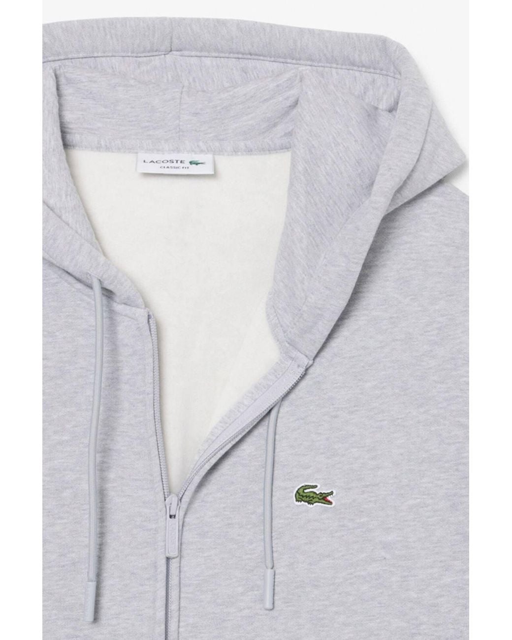 Lacoste White Zip Up Hoodie Chine for men