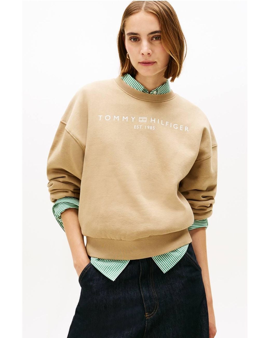 Tommy Hilfiger Natural Corp Logo Modern Sweatshirt