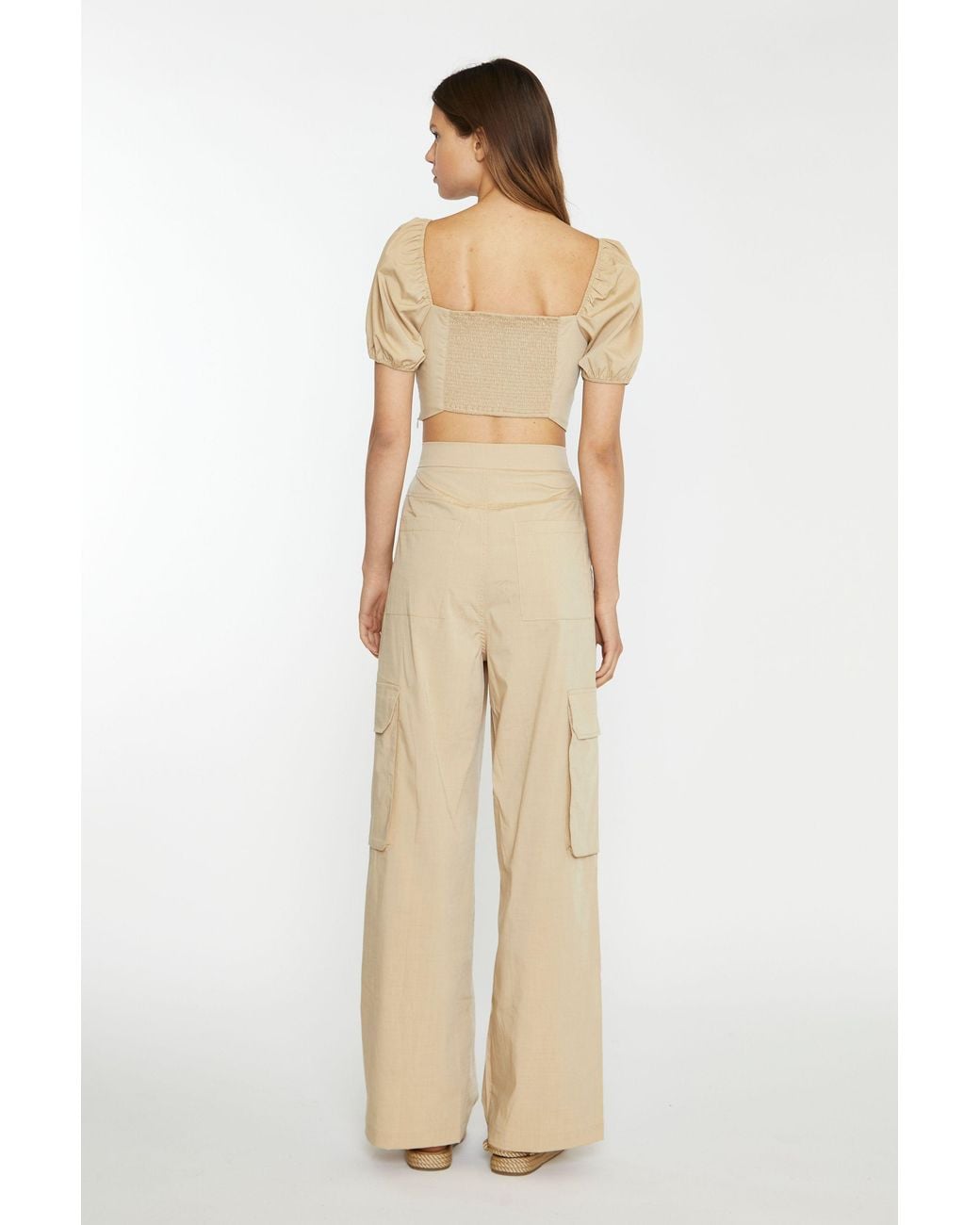 Shnoo Natural Wide Leg Cargo Pants