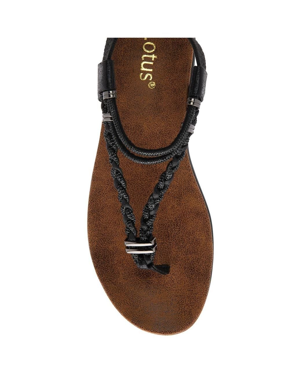 Lotus Black 'Sol' Flat Toe-Post Sandals