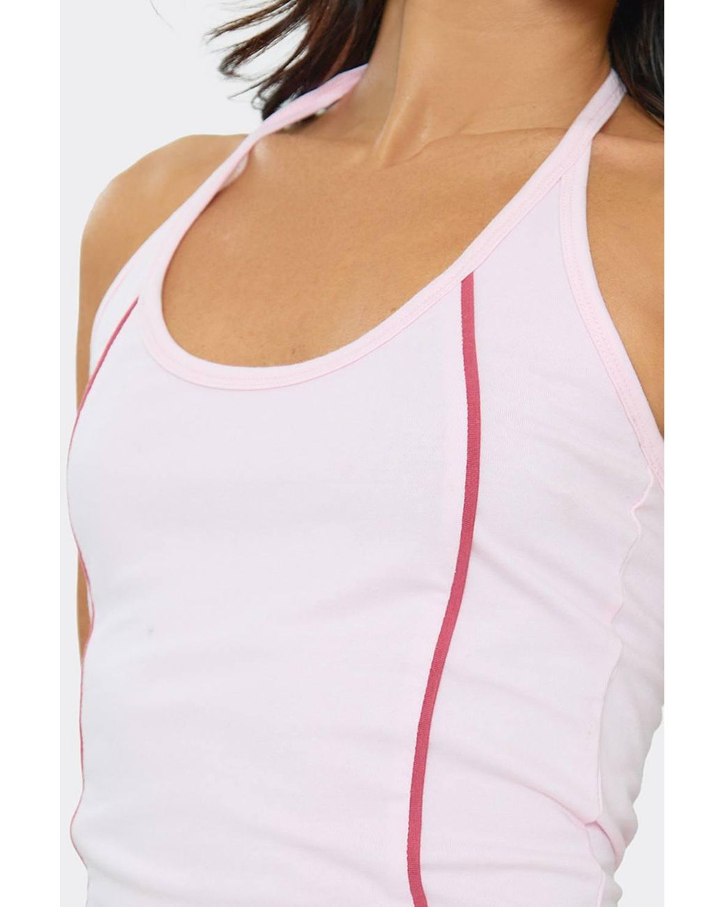 EGO White Strappy Halter Neck Contrast Stripe Vest
