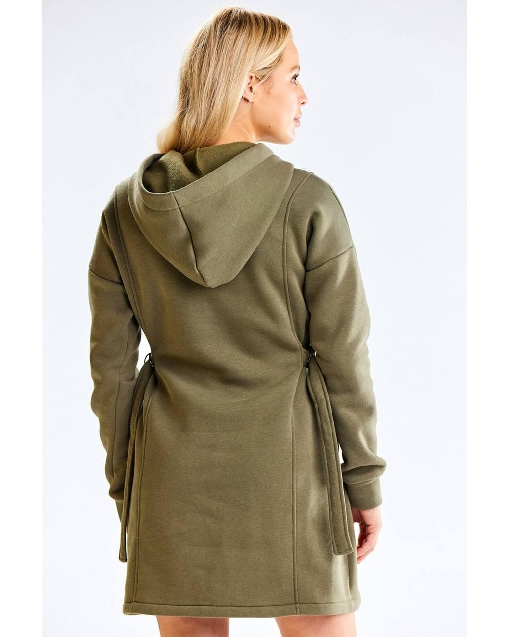 Love Lace Green Everyday Hooded Long Sleeve Dress Adjustable Sides