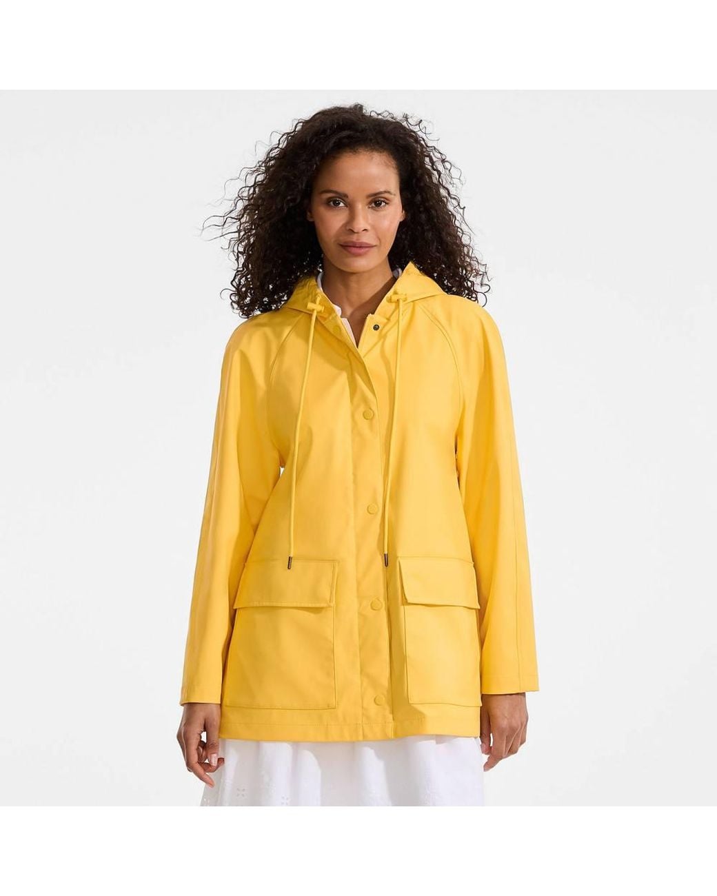 Lands' End Yellow Waterproof A-Line Squall Rain Jacket