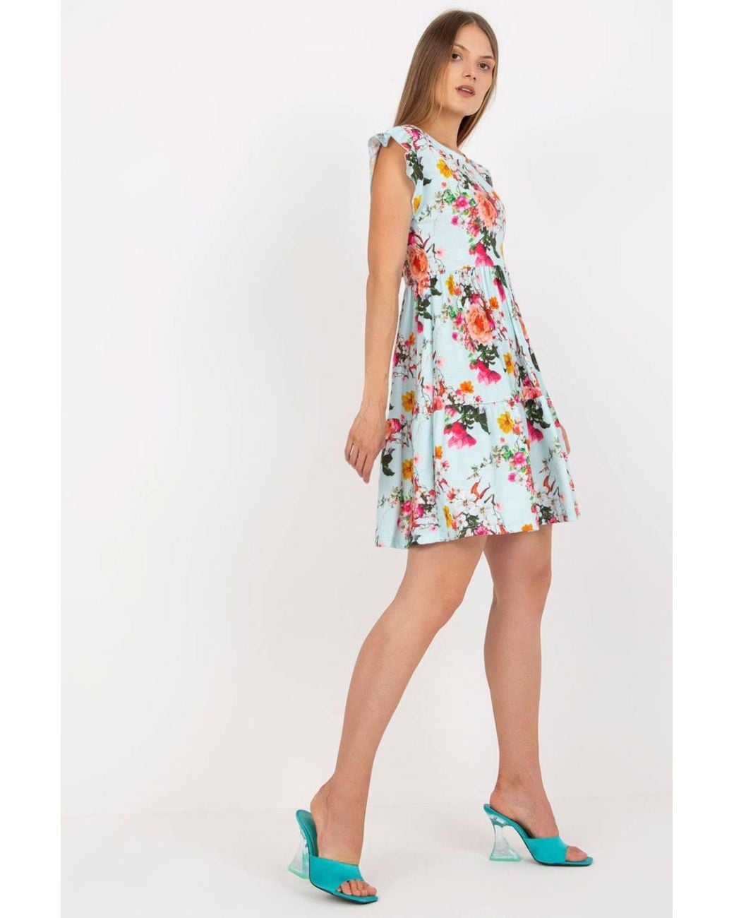 Love Lace Red Floral Frill Short Sleeve Summer Dress